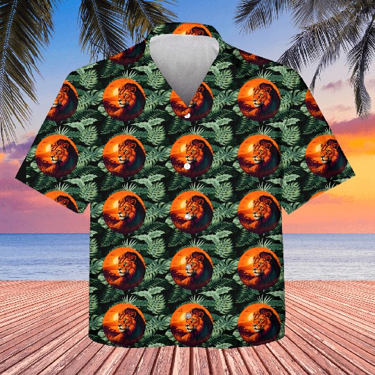 Sunrise Sleeping Lion in Grass Design. Kids Hawaiians