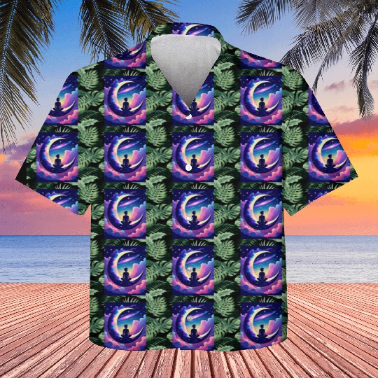 Cosmic Dreamer Moon and Galaxy Scene Kids Hawaiians