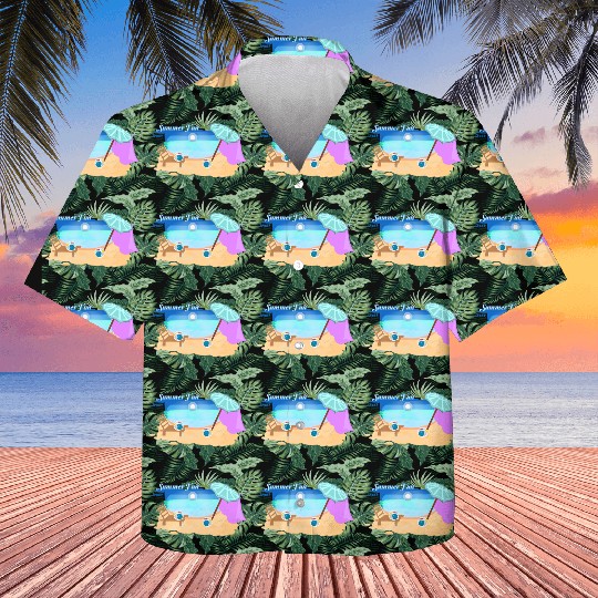 Summer Beach Scene Illustration Kids Hawaiians