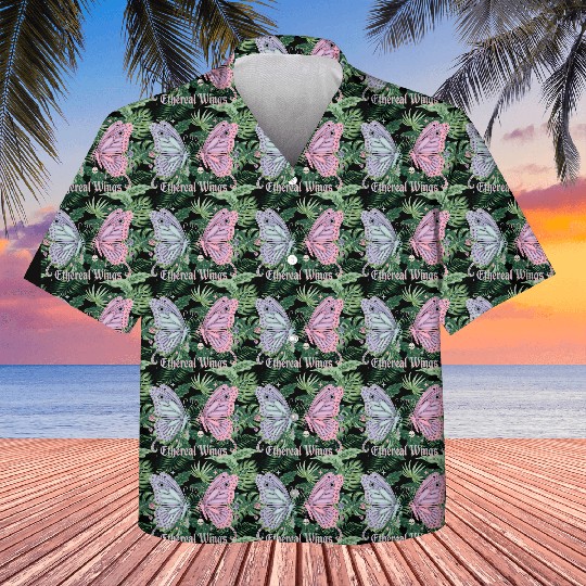 Pastel Goth Two Butterflies Aesthetic Gothic Desig Kids Hawaiians