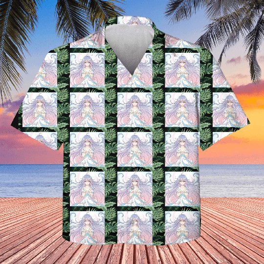 Ethereal Fantasy Girl with Flowing Hair Kids Hawaiians