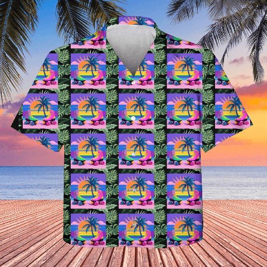 Retro Summer Vibes Kids Hawaiians | 90s Neon Roller Skate