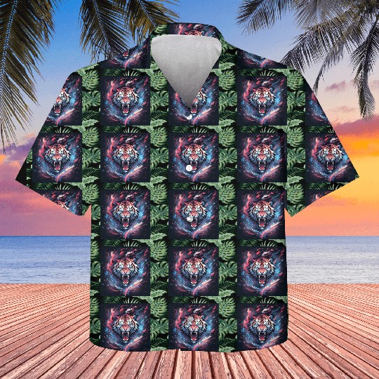 Vivid Neon Tiger Burst Kids Hawaiians