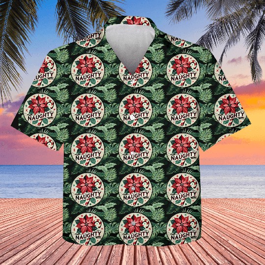 Festive Poinsettia Naughty Holiday Design Kids Hawaiians