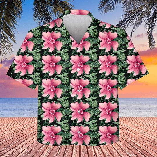 Elegant Pink Hibiscus Floral Design Kids Hawaiians