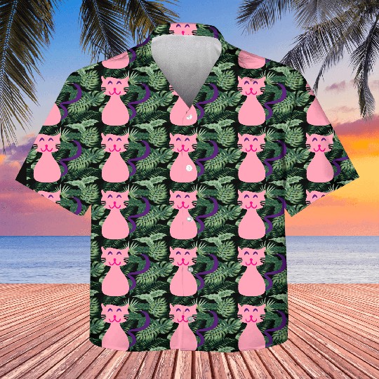 ♥ټCute Giggly Pink Kitty Cat-Meow Meowټ♥ Kids Hawaiians