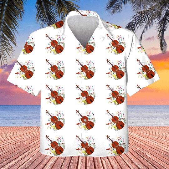 red-brown hand-drawn violin with notes Kids Hawaiians