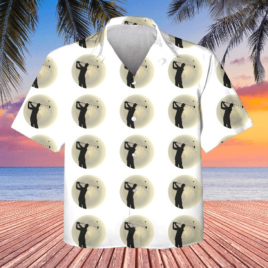 Golfer Silhouette Golf Golfer Moon Full Moon Kids Hawaiians