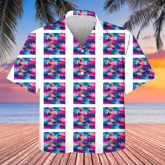Abstract watercolor pattern in retro neon colors Kids Hawaiians