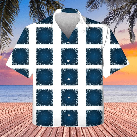 Navy Blue White Snowflakes Pattern Kids Hawaiians