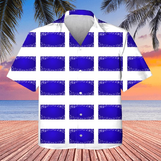 Modern Navy Blue Snowflakes Pattern Kids Hawaiians