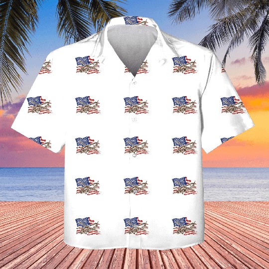 Helicopter with american flag background - chopper Kids Hawaiians