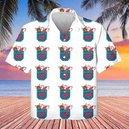 Christmas moose peppermint pocket Kids Hawaiians