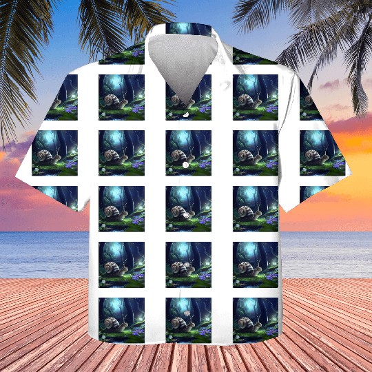 Sweet Surprised Snail at night by Lantern Light Kids Hawaiians