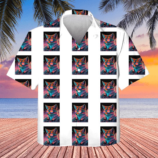 Retro Futuristic Synthwave Fox Kids Hawaiians