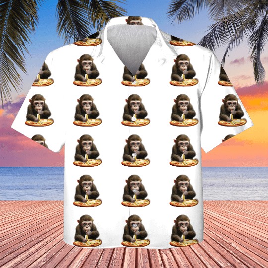 Monkey enjoying banana pizza Kids Hawaiians