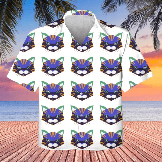 Colorful Cat Face Kids Hawaiians