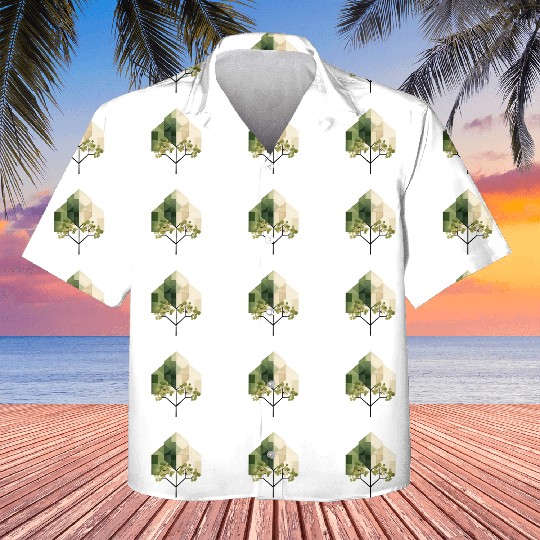 Geometric, green tree design Kids Hawaiians