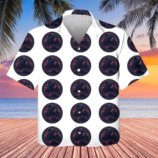 Stylish synthwave Bear Kids Hawaiians