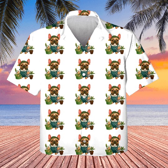 Frenchie The Gardener Drawing Kids Hawaiians