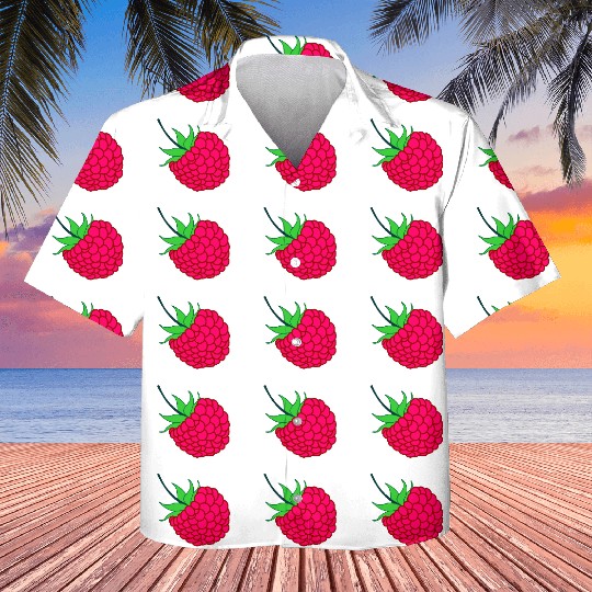 Raspberry red with green leaves Kids Hawaiians
