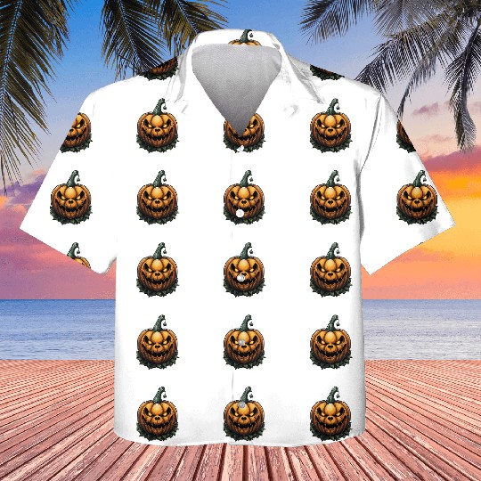 Scary Pumpkin Face I Spooky Halloween Kids Hawaiians