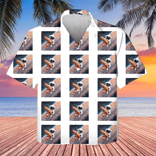 Astronaut in space with shrimp Kids Hawaiians