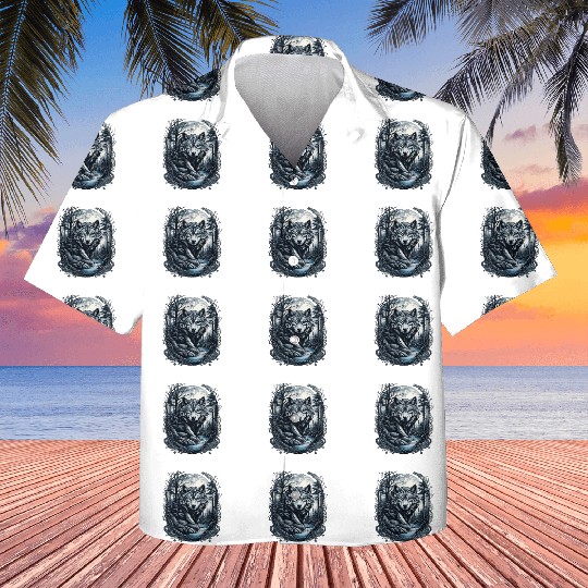 Sunset Grey Wolf Hunter for Men and Women Kids Hawaiians