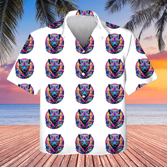 Neon Wild - Urban Hyena Portrait Kids Hawaiians