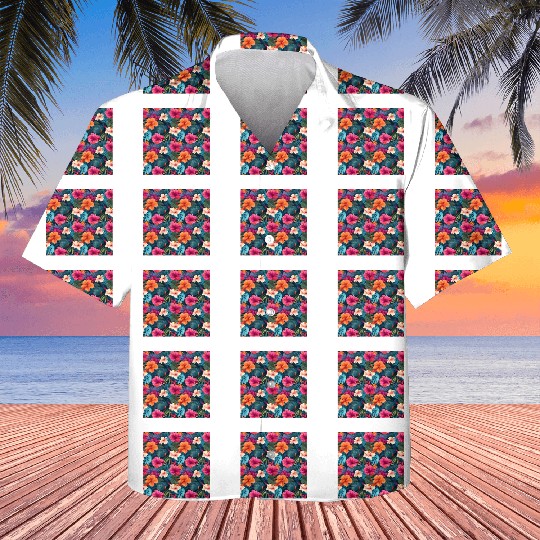 Exotic Hibiscus Botanical Pattern Kids Hawaiians
