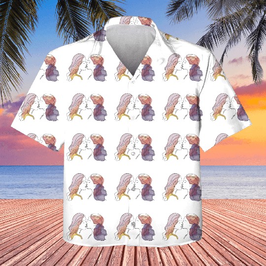 Lesbian Couple Simple Minimalistic Drawing Kids Hawaiians