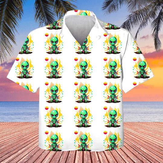 Green Alien Design Kids Hawaiians