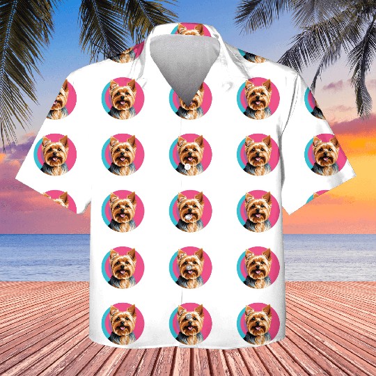 Synthwave Yorkshire Terrier 2 Kids Hawaiians
