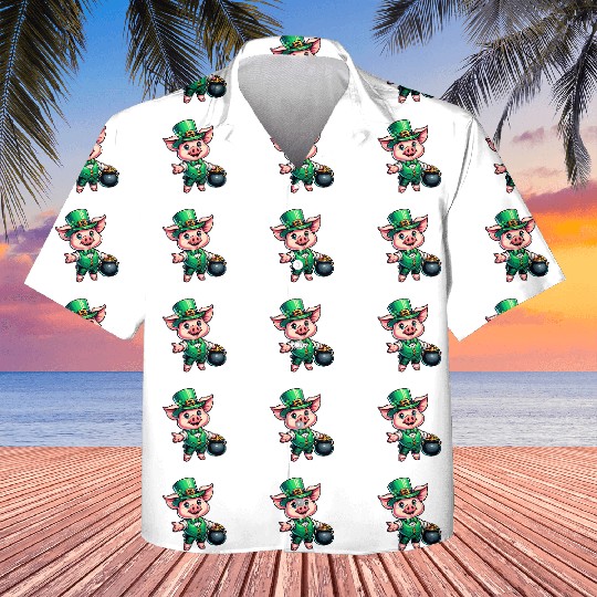 Cute St. Patrick's Piglet Kids Hawaiians