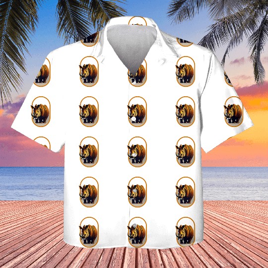 Javan Rhinoceros Illustration Kids Hawaiians