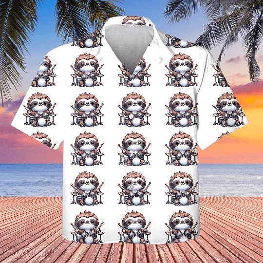 Cool Sloth Drummer Lazy Beats Design Kids Hawaiians