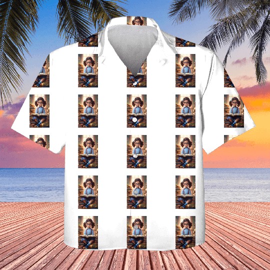 A sweet 5 year old girl wearing a light blue butto Kids Hawaiians