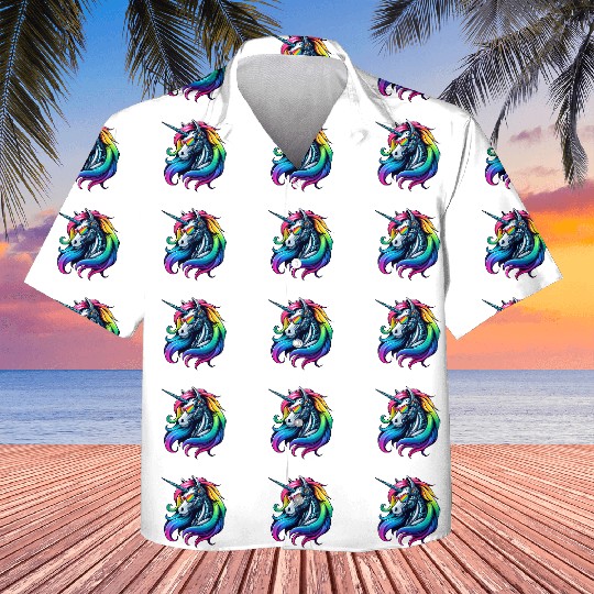 Cool Cyborg Unicorn Rainbow Kids Hawaiians
