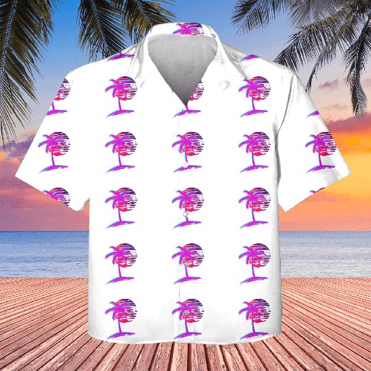sunset Vaporwave Palm Tree Aesthetic Tropical Kids Hawaiians