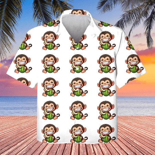 Monkey chimpanzee melon watermelon honeydew melon Kids Hawaiians