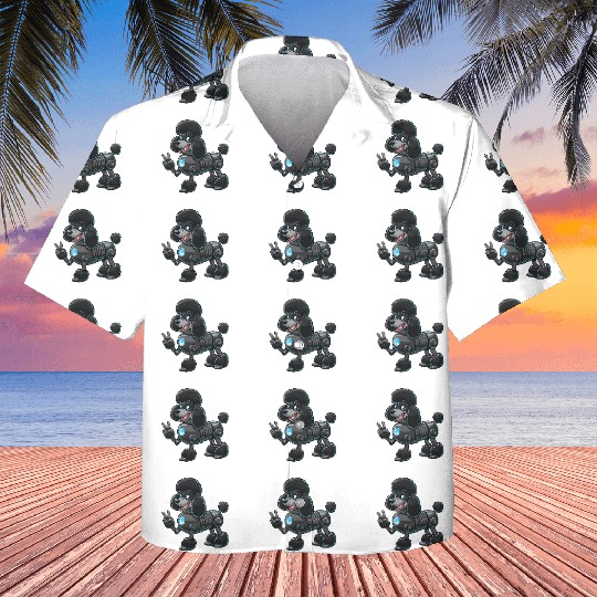 Cyborg Poodle Robot Peace Sign Kids Hawaiians