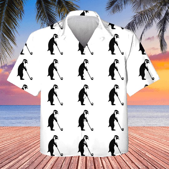 Penguin playing golf cartoon golfer funny Kids Hawaiians