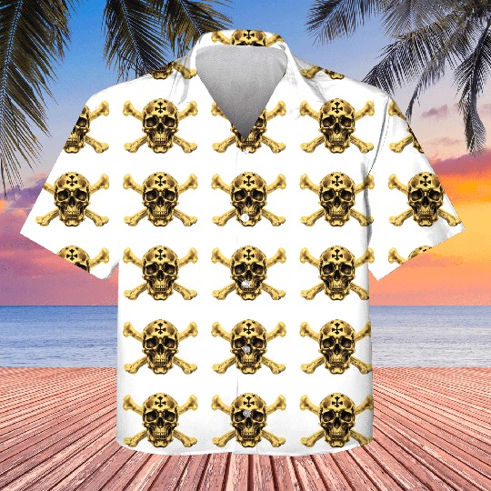 Golden Pirate Skull ☠ Kids Hawaiians