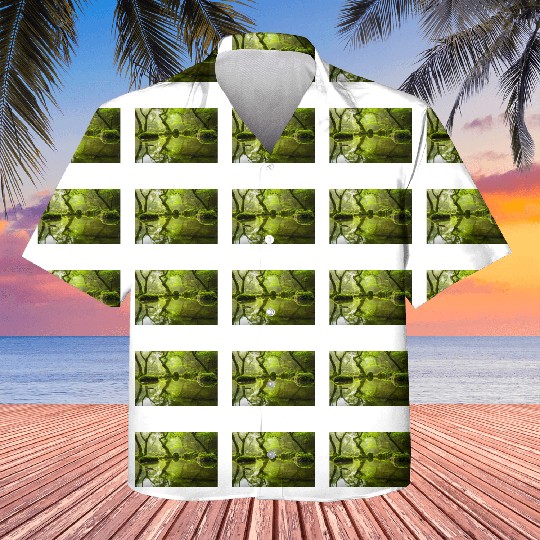 Enchanted Forest Reflections in Tranquil Pond Kids Hawaiians