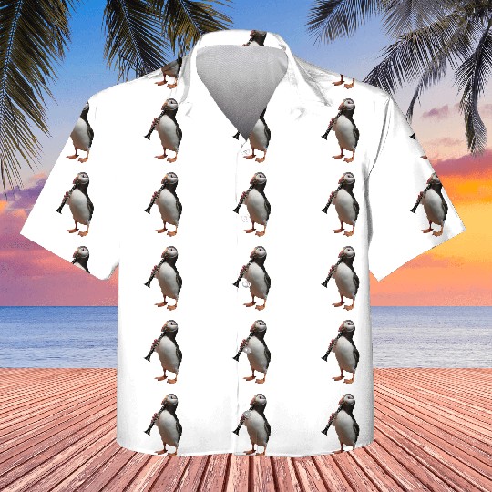 Atlantic Puffin Playing Clarinet Realistic Kids Hawaiians