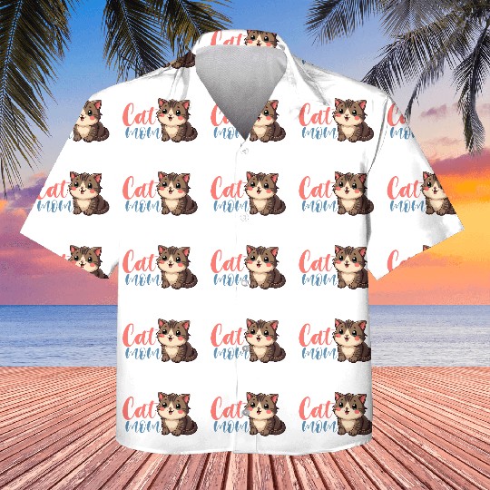 Adorable Cat Mom Design with Cute Kitten Kids Hawaiians