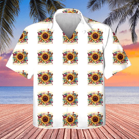 Spread Love & Kindness Sunflower Design Kids Hawaiians