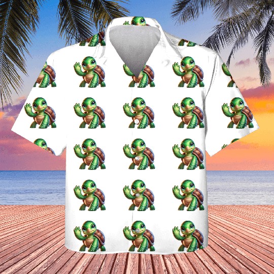 Adorable Waving Turtle Kids Hawaiians
