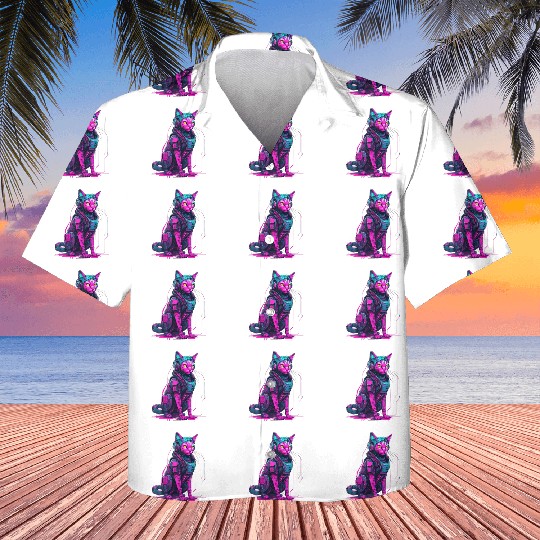 Cyber Warrior Cat Kids Hawaiians