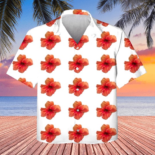 Orange colour hibiscus flower Kids Hawaiians